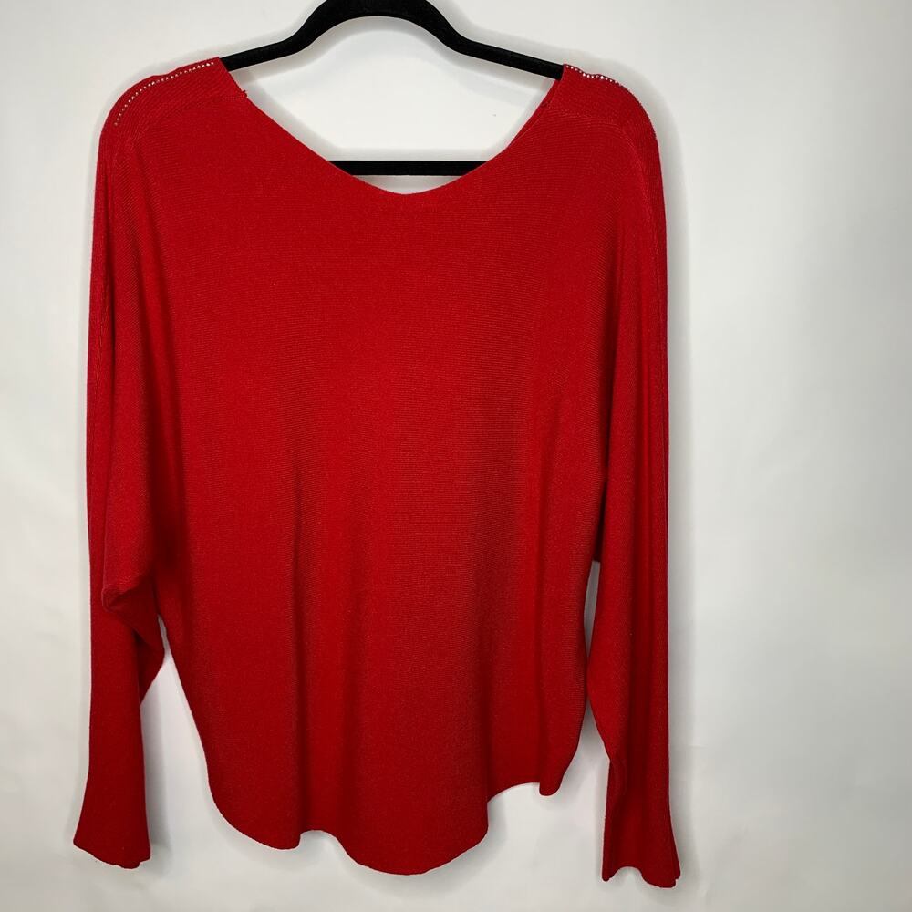Vila Milano Red Rhinestoned Sweater Sz XL Dolman Sleeve - Picture 6 of 9